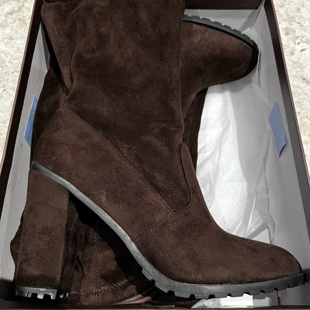Leila Stone Kenia Over the Knee Boots Dark Brown size 7.5